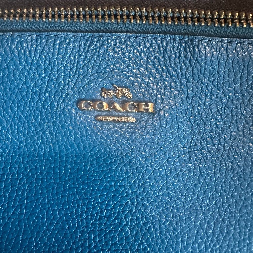 Coach Teal Leather Tote - Picture 3 of 8